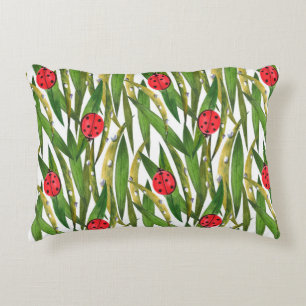 Watercolor seamless pattern with ladybugs. Against Accent Pillow