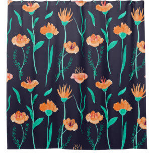 Watercolor seamless pattern with leaves and fantas