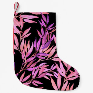 Watercolor seamless pattern with leaves. Bright su Small Christmas Stocking