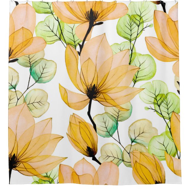 Watercolor seamless pattern with magnolia flowers  (Front)