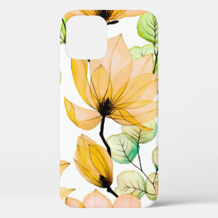 Watercolor seamless pattern with magnolia flowers iPhone 12 case
