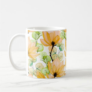 Watercolor seamless pattern with magnolia flowers  coffee mug
