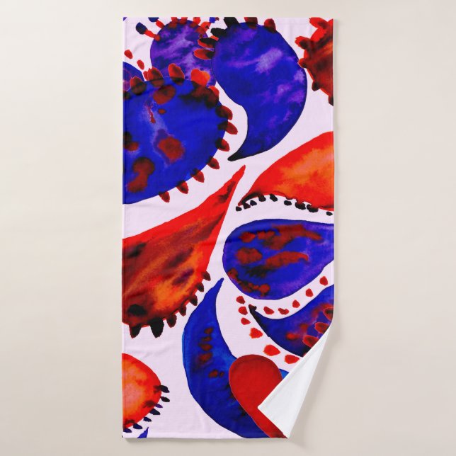 Watercolor seamless pattern with paisley. Abstract Bath Towel (Bath Towel)
