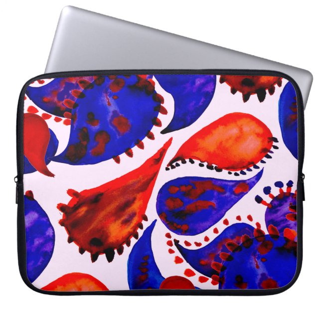 Watercolor seamless pattern with paisley. Abstract Laptop Sleeve (Front)