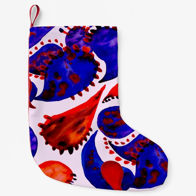 Watercolor seamless pattern with paisley. Abstract Small Christmas Stocking (Front)