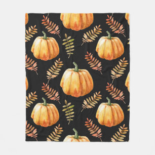 Watercolor seamless pattern with pumpkin fleece blanket
