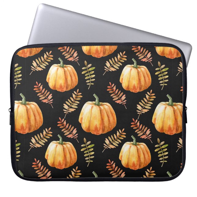 Watercolor seamless pattern with pumpkin laptop sleeve (Front)