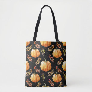 Watercolor seamless pattern with pumpkin tote bag