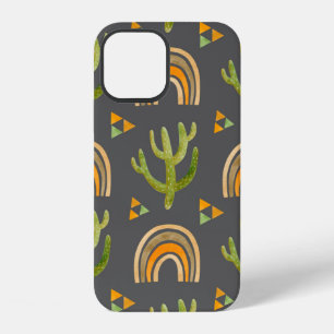 Watercolor seamless pattern with rainbow and cactu iPhone 12 case