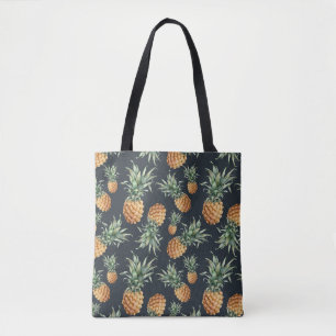 Watercolor seamless pattern with ripe pineapple. H Tote Bag