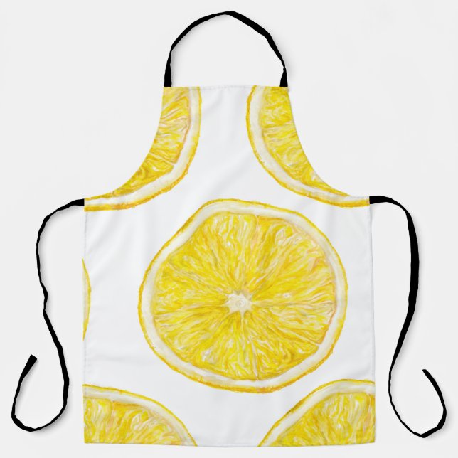 Watercolor seamless pattern with ripe slice of lem apron (Front)