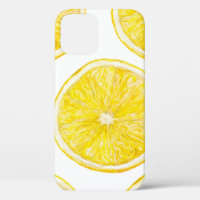 Watercolor seamless pattern with ripe slice of lem