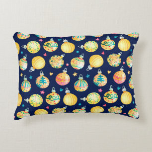 Watercolor seamless pattern with shining gold Chri Accent Pillow