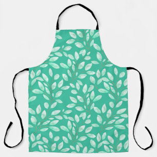 Watercolor seamless pattern with soft green leaves apron