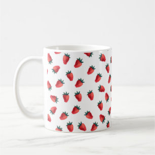 Watercolor seamless pattern with strawberries coffee mug