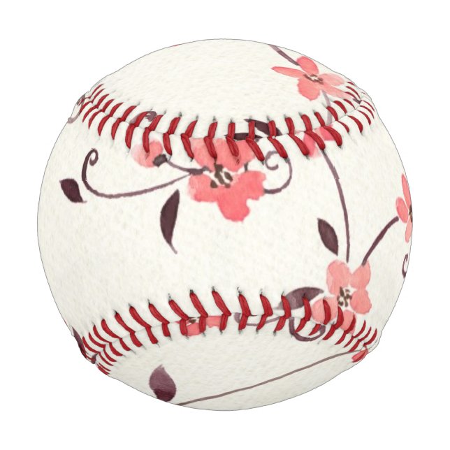 Watercolor seamless pattern with styled spring baseball (Front)