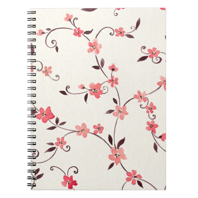 Watercolor seamless pattern with styled spring notebook (Front)