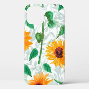 Watercolor seamless pattern with sunflowers iPhone 12 case