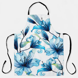watercolor seamless pattern with transparent flowe apron