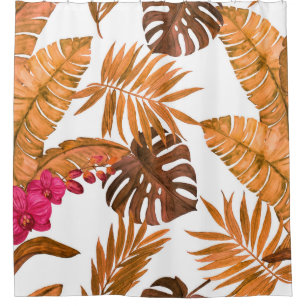 Watercolor seamless pattern with tropical leaves a