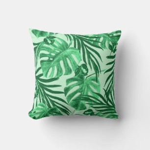 Watercolor seamless pattern with tropical leaves a throw pillow