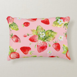 watercolor seamless strawberry pattern accent pillow
