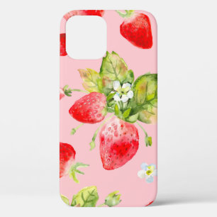 watercolor seamless strawberry pattern iPhone 12 case