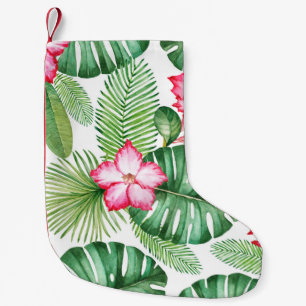 Watercolor seamless tropical pattern small christmas stocking