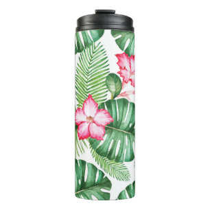 Watercolor seamless tropical pattern thermal tumbler