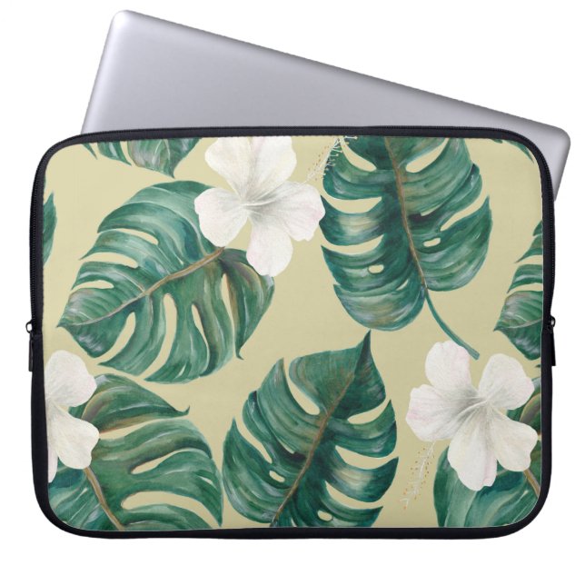 Watercolor seamless tropical pattern with exotic p laptop sleeve (Front)