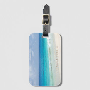 Watercolor Seascape Waves Elegant Modern Template Luggage Tag