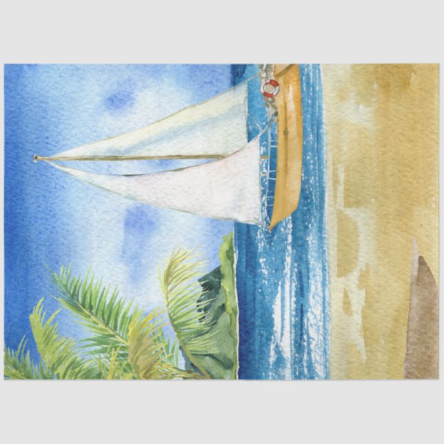 Watercolor Seascapes Series Design 6 Tissue Paper (Front)