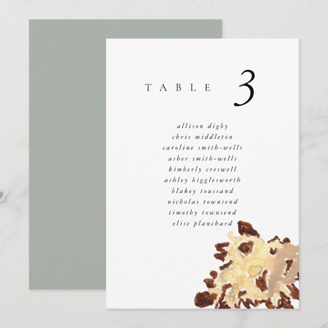 Watercolor Seashell Beach 5x7" Wedding Seat Chart (Front/Back)