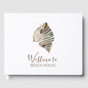Watercolor Seashell Beach House Guest Book