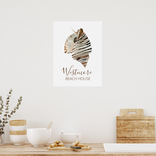 Watercolor Seashell Beach House Poster (Kitchen)