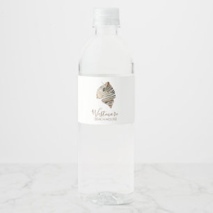 Watercolor Seashell Beach House Water Bottle Label
