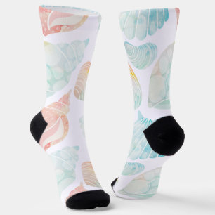 Watercolor Seashell Crew Socks
