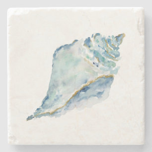 Watercolor Seashell Stone Coaster