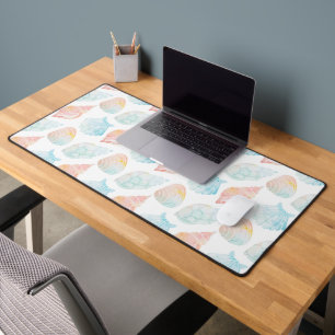 Watercolor Seashell Wrapping Paper Desk Mat