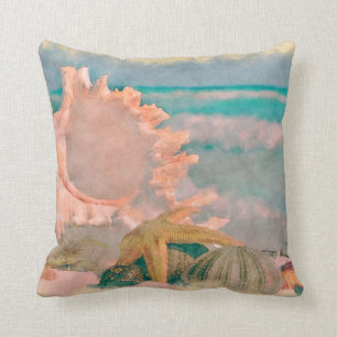 Watercolor Seashells on Beach Pillow