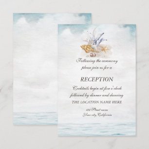Watercolor Seashells,Sea Reception  Invitation