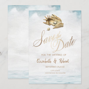 Watercolor Seashells,Sea Save The Date