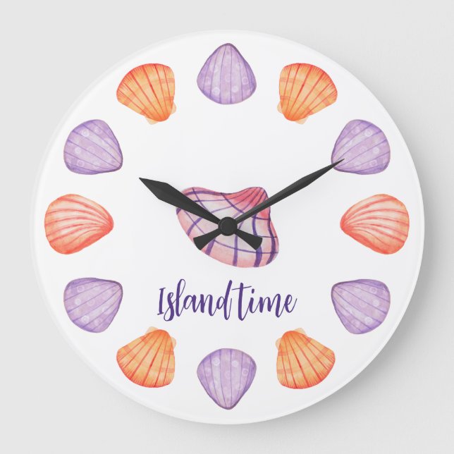 Watercolor Seashells Wall Clock (Front)