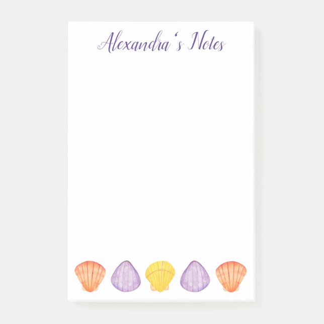 Watercolor Seashells with Name Post-it Notes (Front)