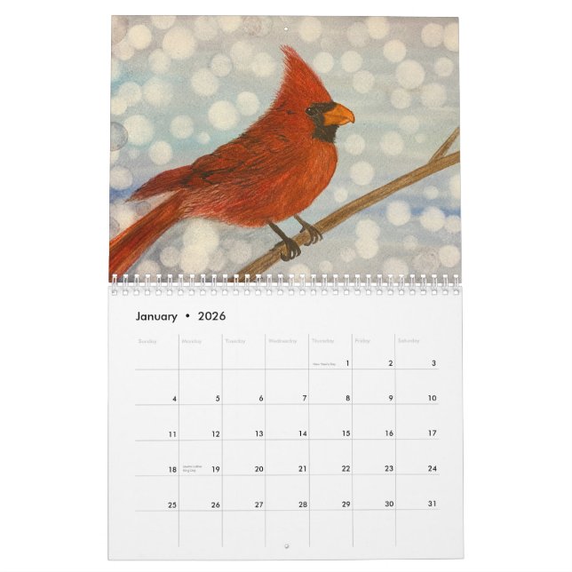 Watercolor Seasonal Designs  Calendar (Jan 2026)