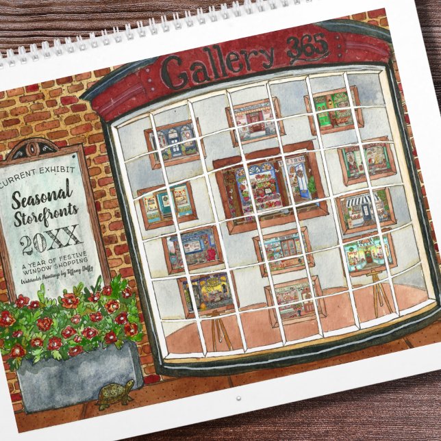 Watercolor Seasonal Storefronts Any Year Art Calendar (Seasonal Storefronts Watercolor Calendar)