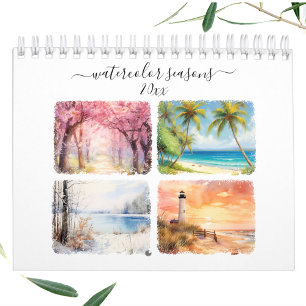 Watercolor Seasonal Wall Calendar Pastel Pages