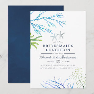 Watercolor Seaweed Beach Bridesmaids Luncheon Invitation