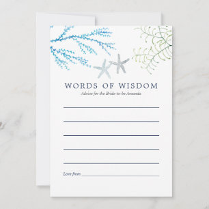 Watercolor Seaweed Beach Themed Bridal Advice Card