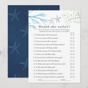 Watercolor Seaweed Beach Themed Bridal Game
